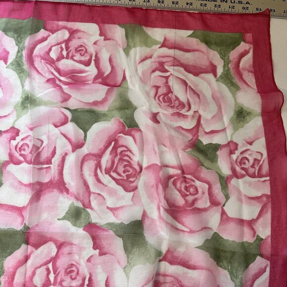 Womens Vintage Pink Roses Square Scarf Poly Neck Scarves Cottagecore - Picture 8 of 11